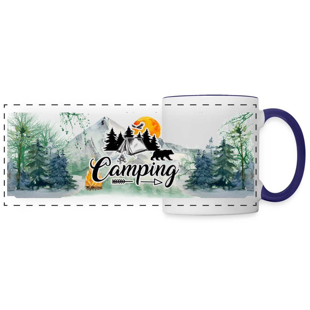 Camping Panoramic Coffee Mug Color: white/cobalt blue