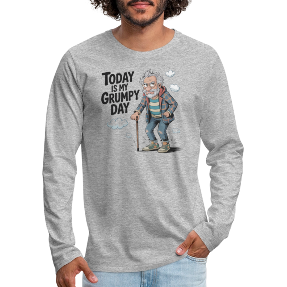Today Is My Grumpy Day Men’s Funny Long Sleeve Shirt - heather gray