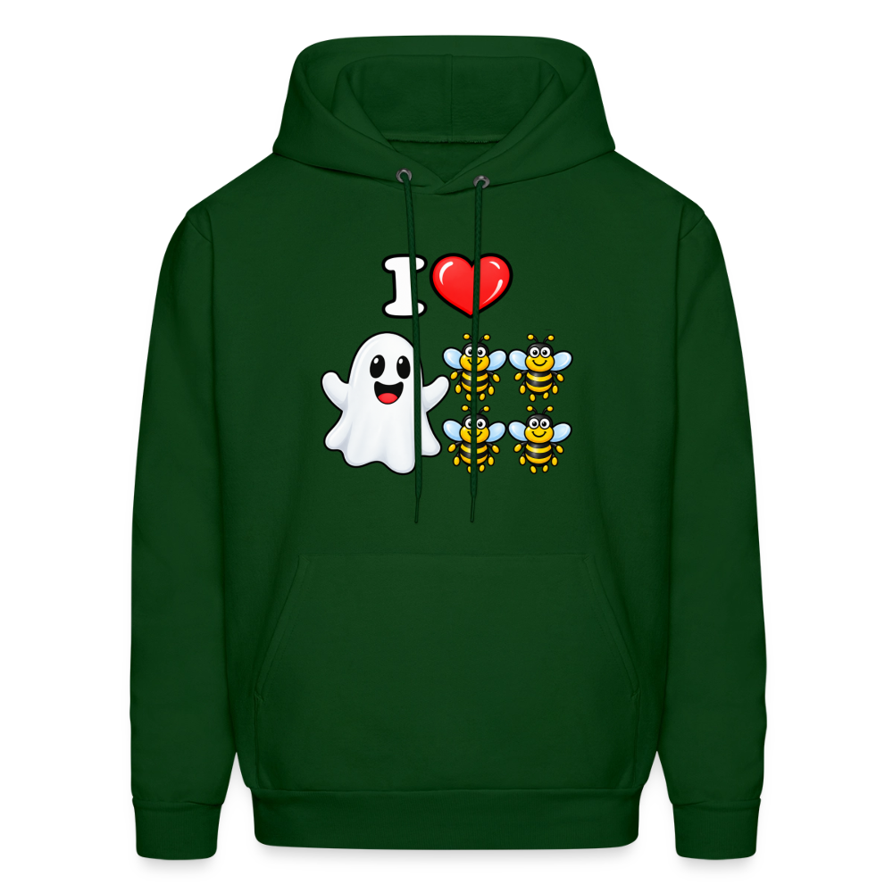 I Heart Boo Bees Hoodie – Funny Halloween Adult Humor - forest green