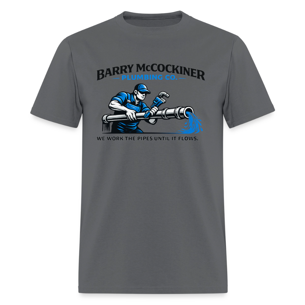 Barry McCockiner Plumbing Funny T-Shirt - charcoal