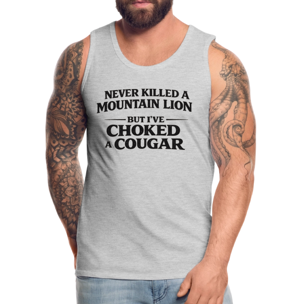 Choked a Cougar Funny Adult Humor Tank Top Color: White