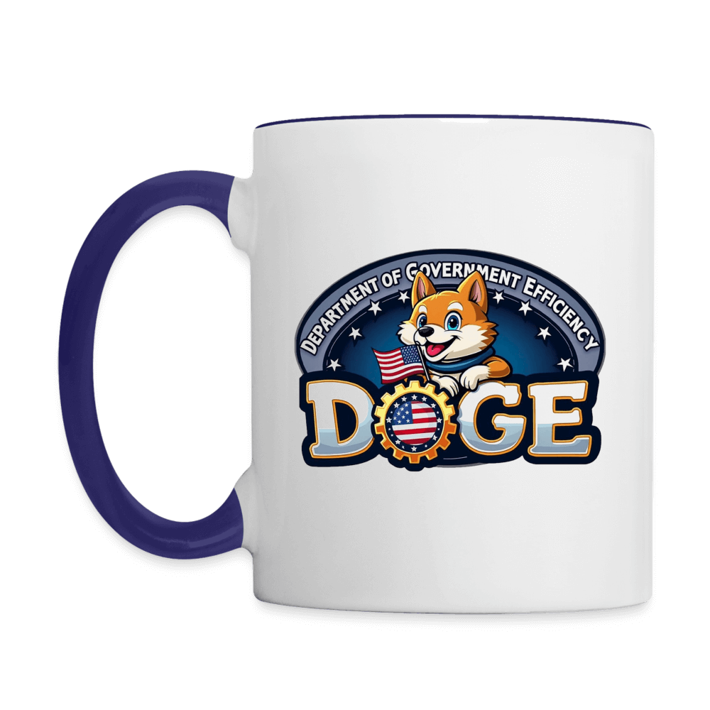 DOGE Logo (Dept of Government Efficiency) Coffee Mug Color: white/red