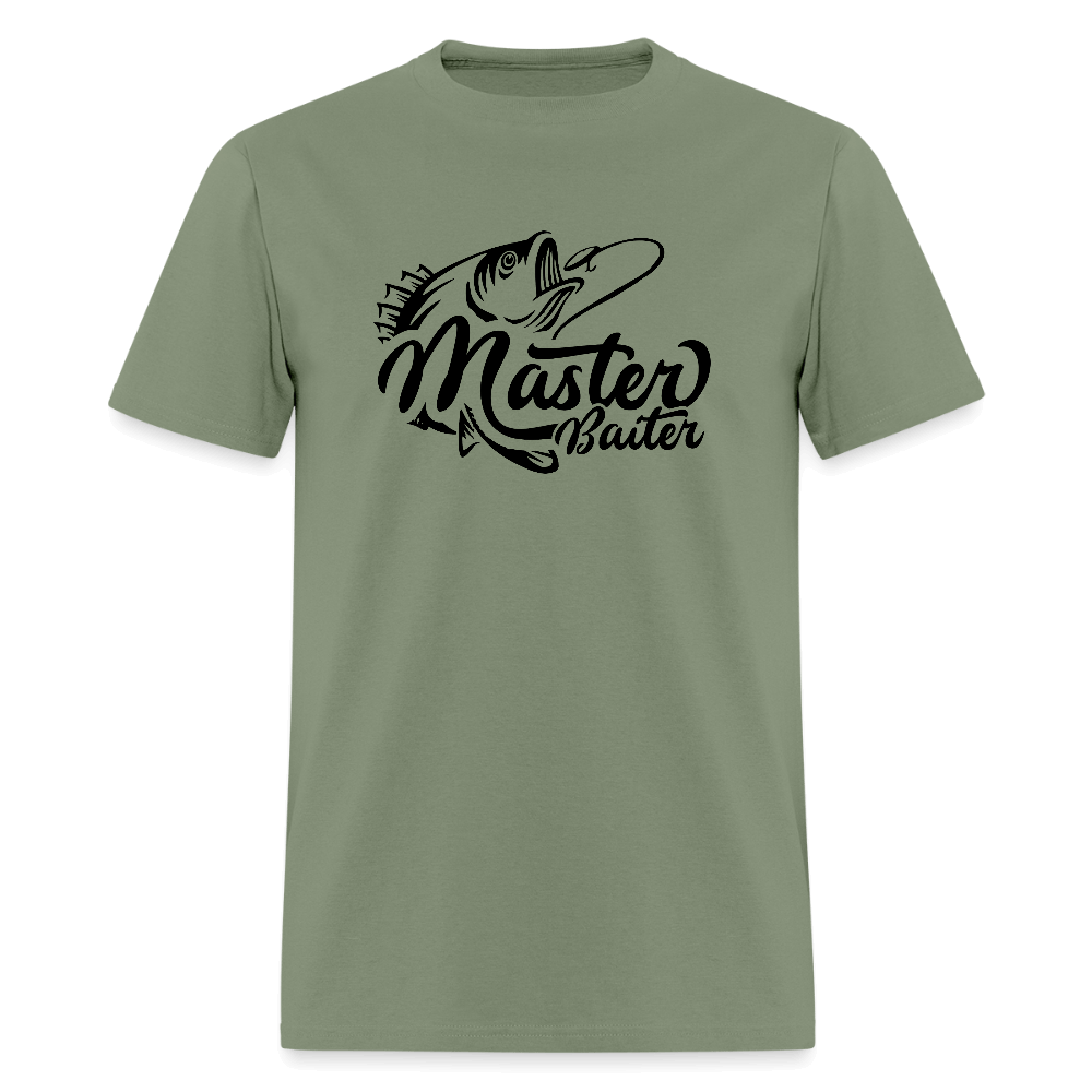 Master Baiter Funny Fishing T-Shirt with Hook & Fish - military green