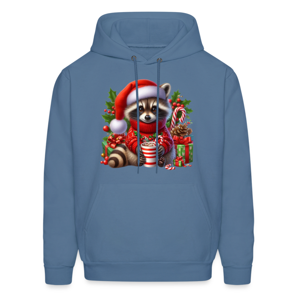 Christmas Cute Feral Raccoon Hoodie - denim blue