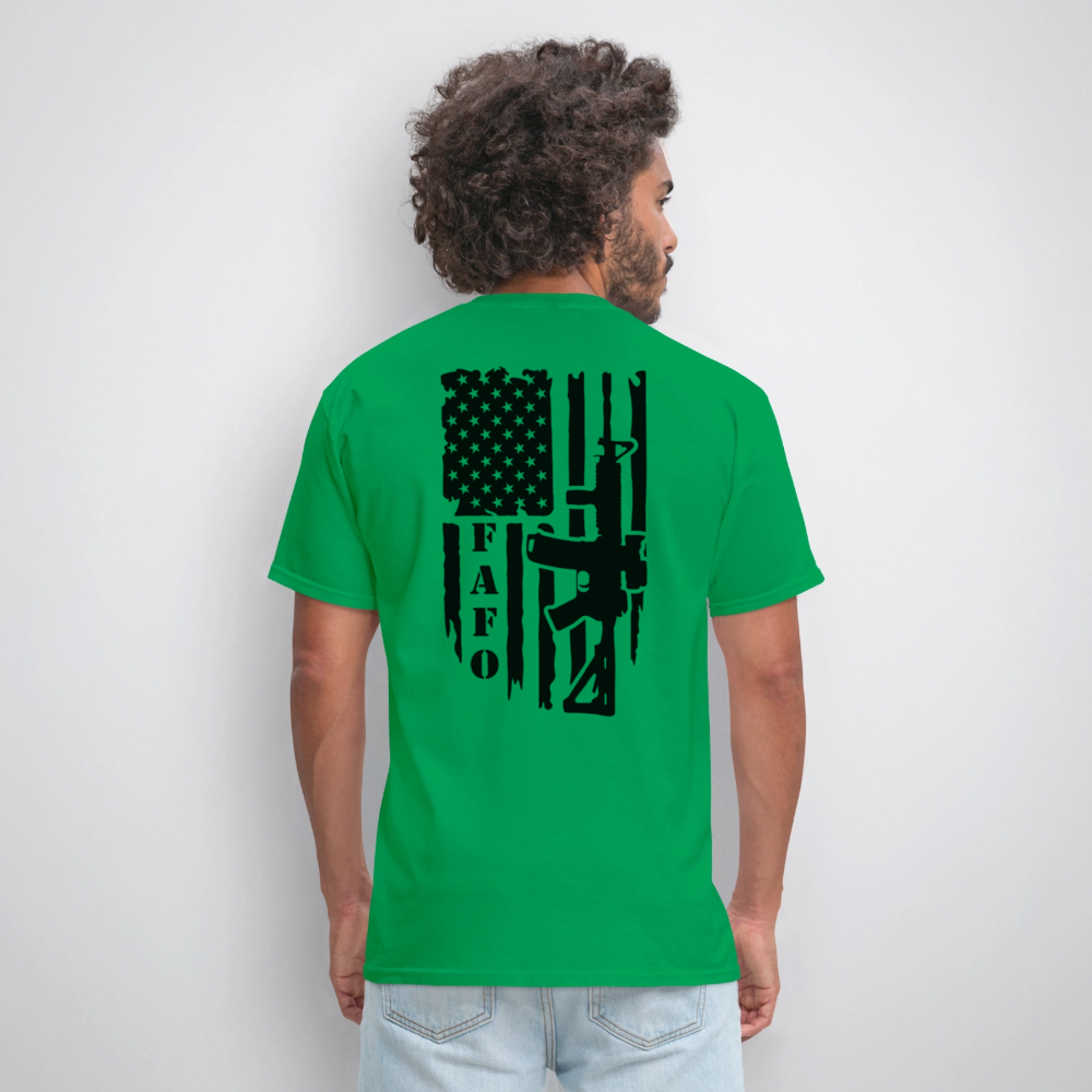 FAFO T-Shirt – AR-15 & American Flag Back Print Color: heather gray