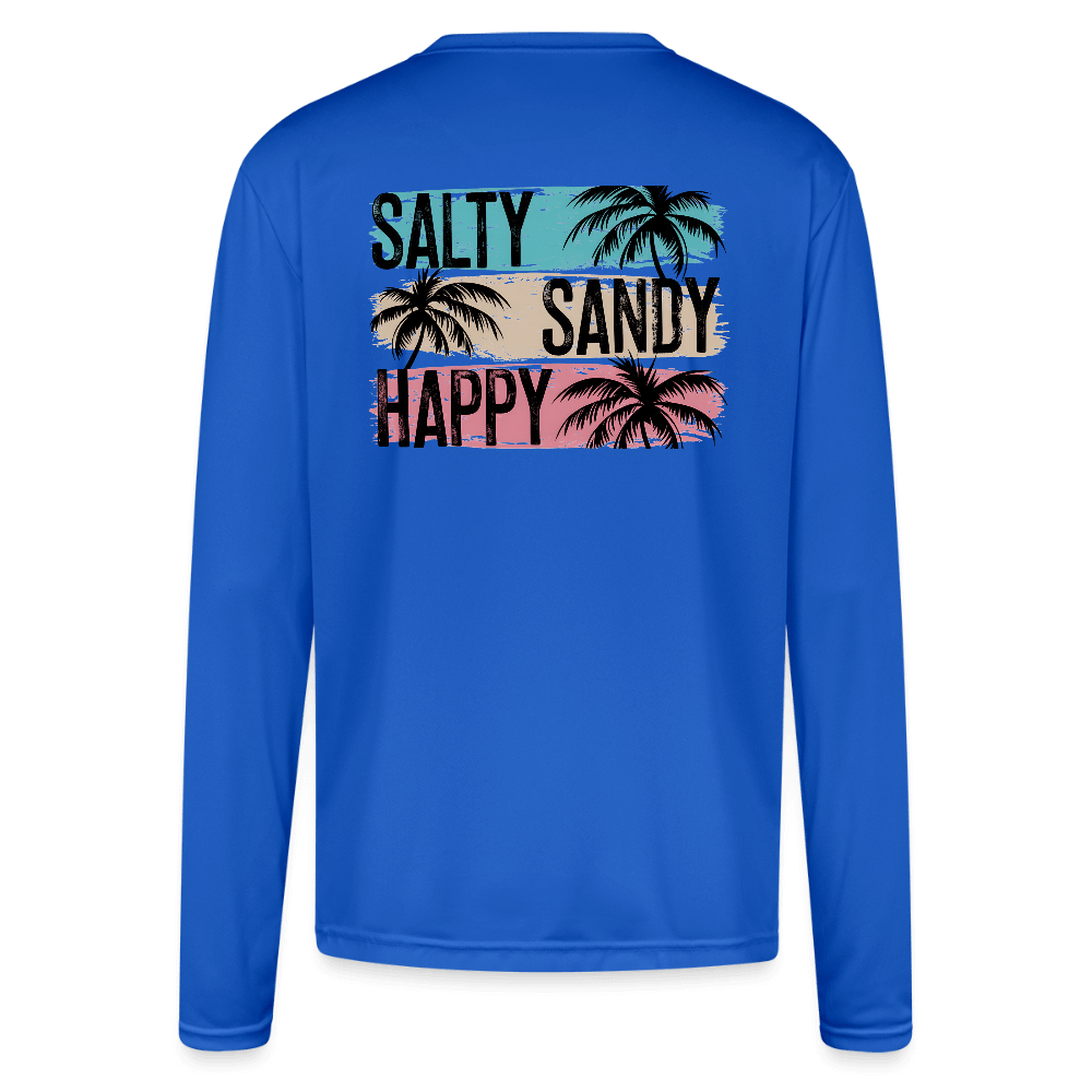 Salty Sandy Happy Beach Performance Shirt – UPF 44+ Color: white