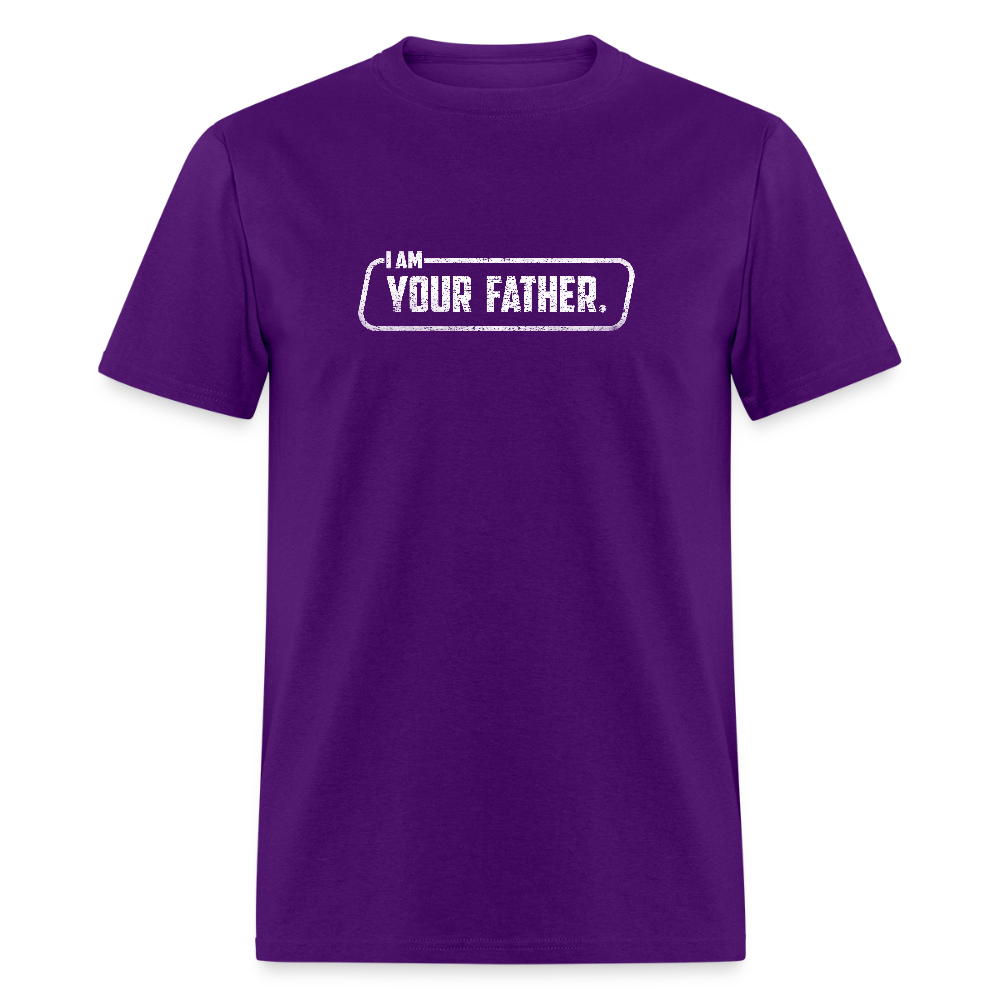 I Am Your Father T-Shirt – Funny Sci-Fi Movie Quote Shirt for Dads Color: purple