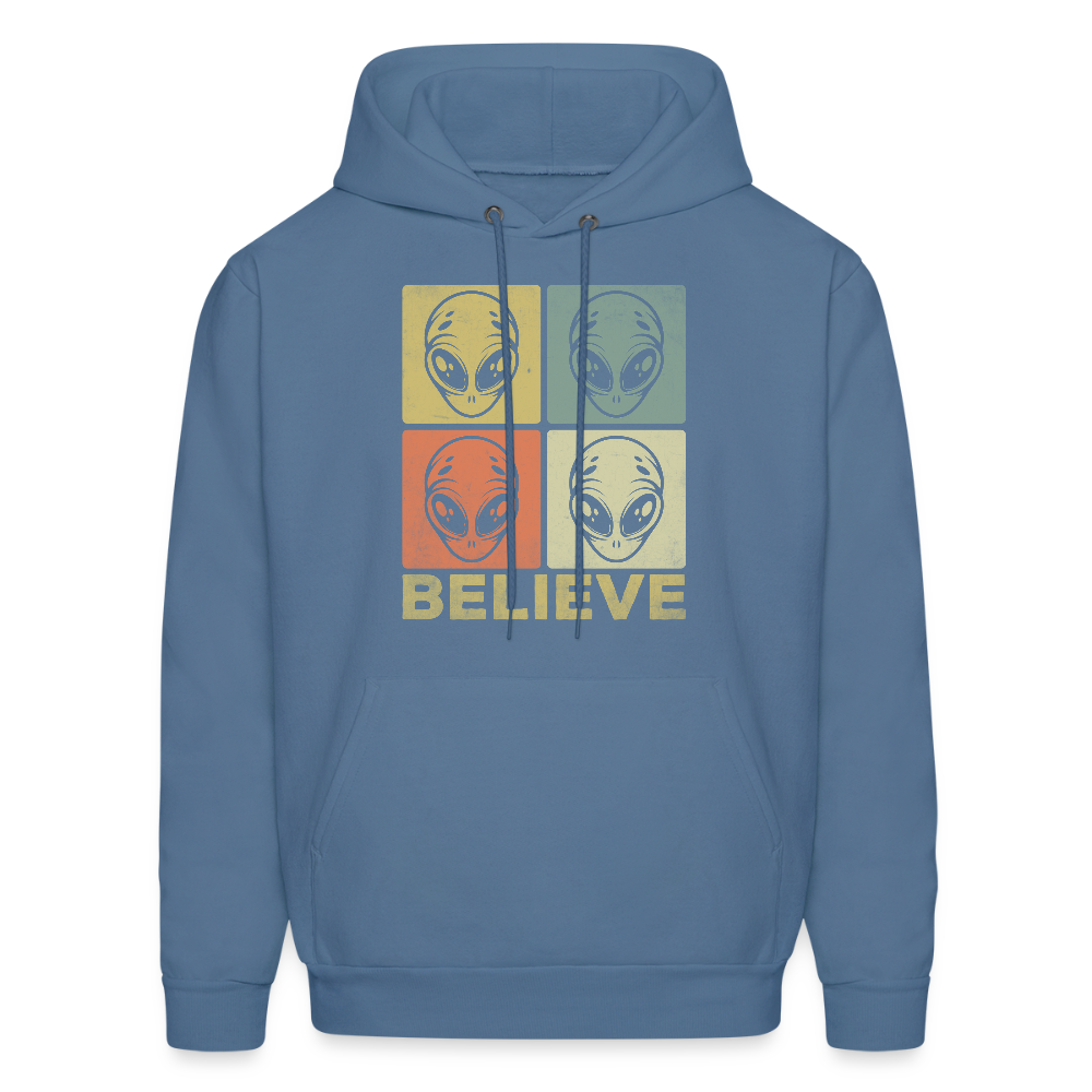 Believe Alien Hoodie – Alien Faces UFO Design - denim blue