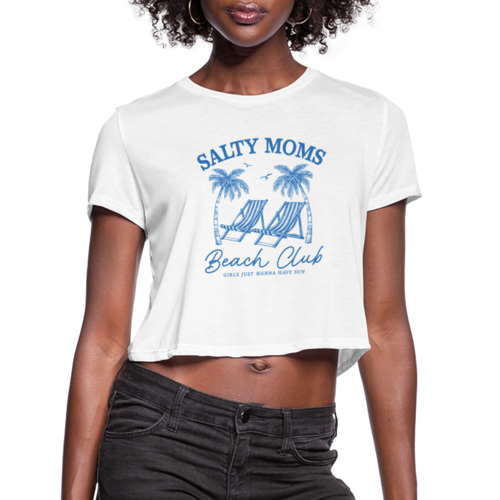 Salty Moms Beach Club Women's Cropped T-Shirt Color: dust