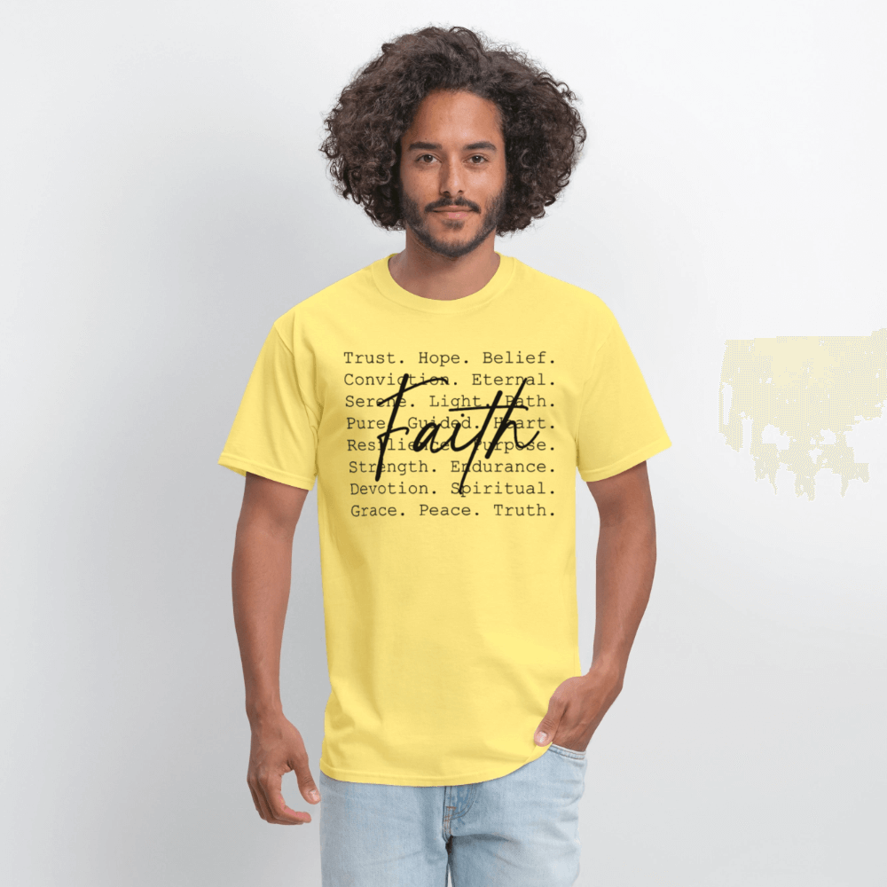 Faith Word Art Inspirational T-Shirt - cornsilk