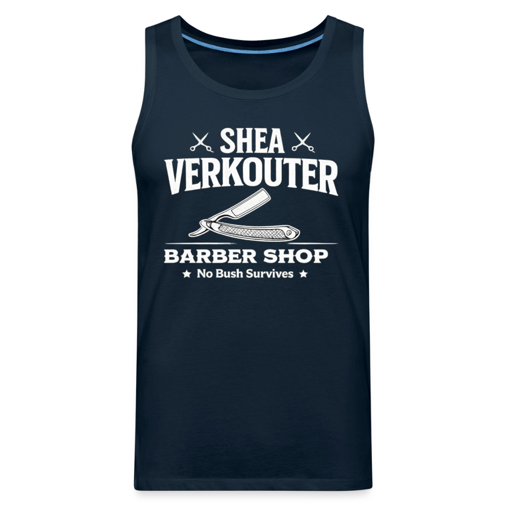 Shea Verkouter Barber Shop Funny Tank Top Color: Deep Navy