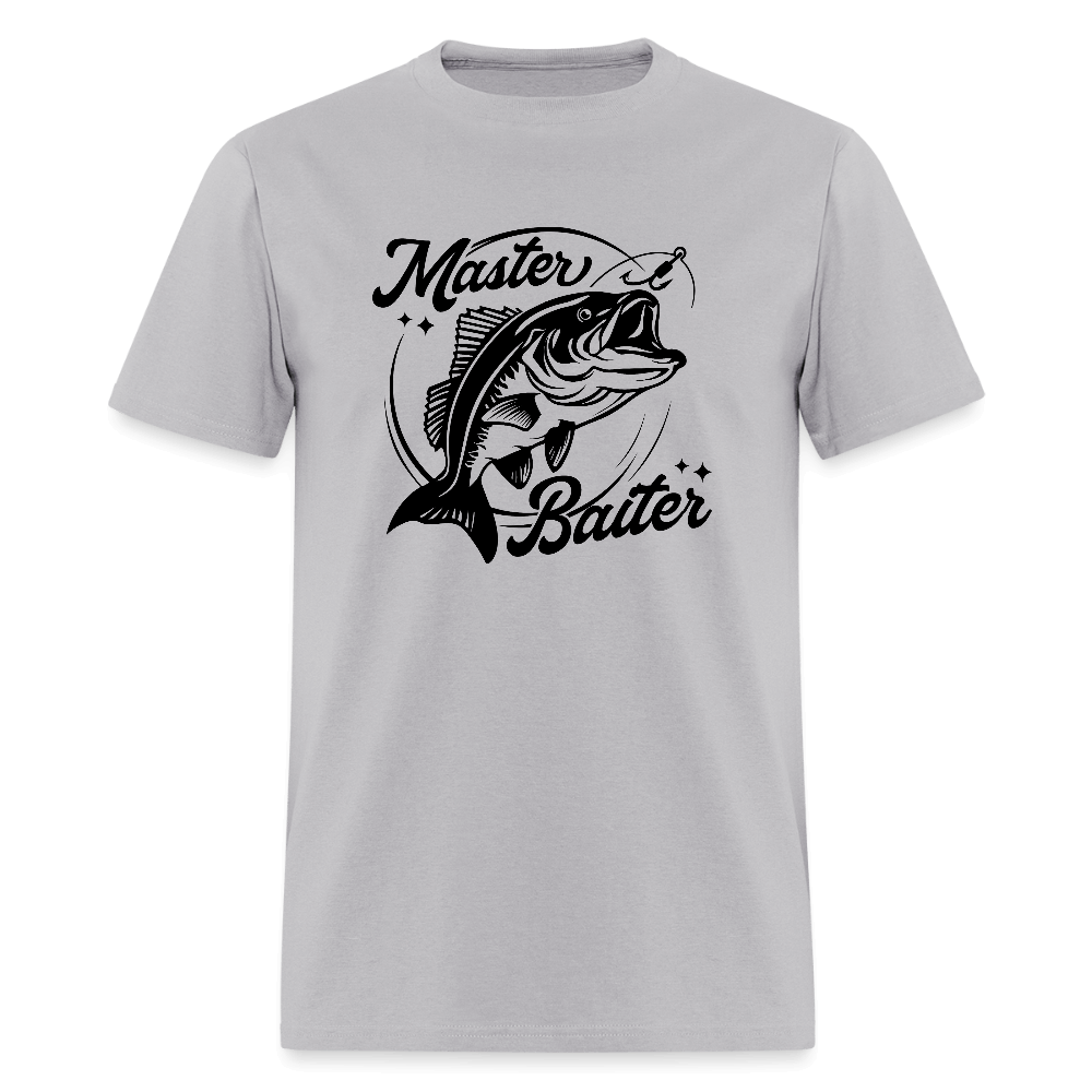Master Baiter T-Shirt with Fish & Hook Funny Design - gravel