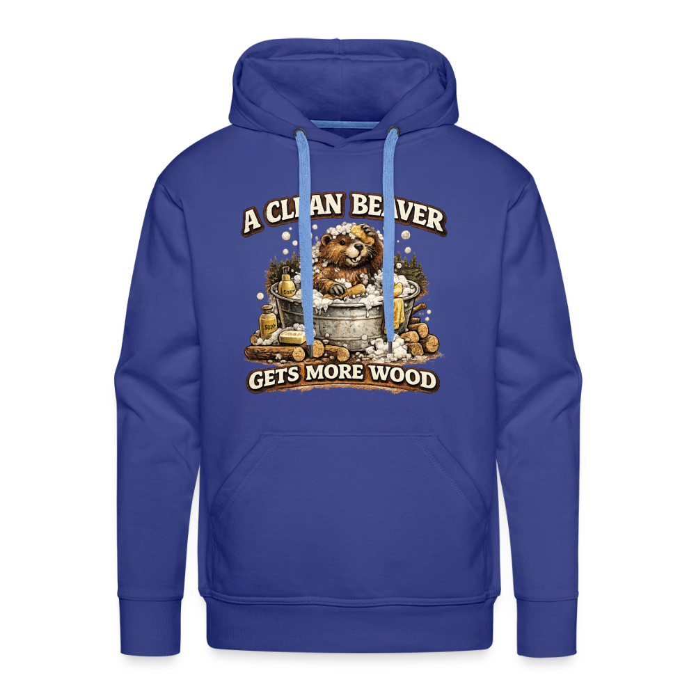 A Clean Beaver Gets More Wood Funny Adult Humor Hoodie Color: royal blue