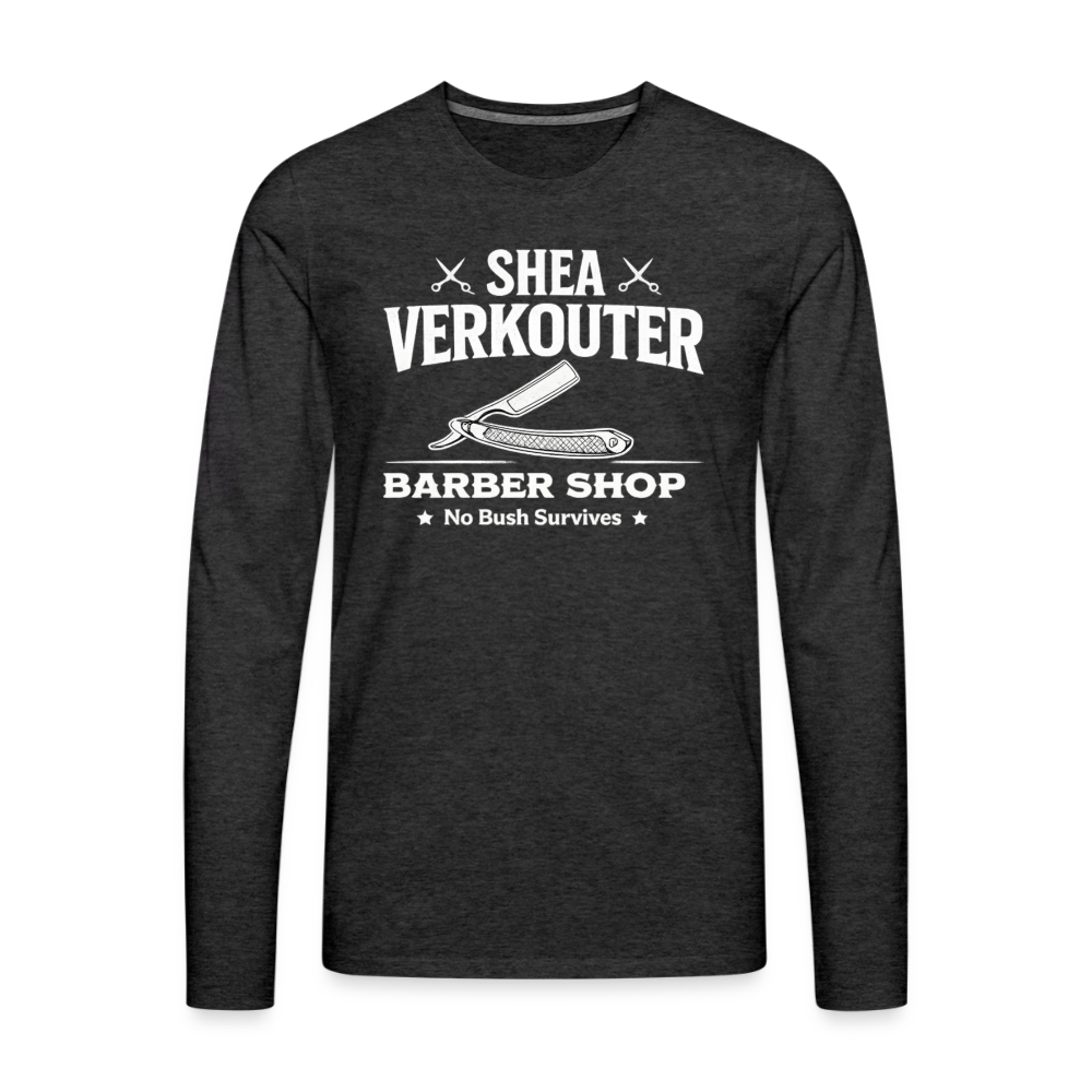 Shea Verkouter Barber Shop Funny Long Sleeve Tee Color: Charcoal Grey