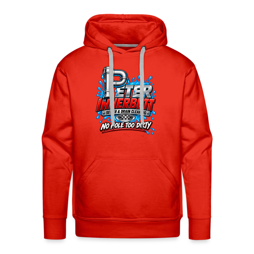 Peter Innerbutt Sewer & Drain Cleaning Funny Adult Humor Hoodie Color: Red