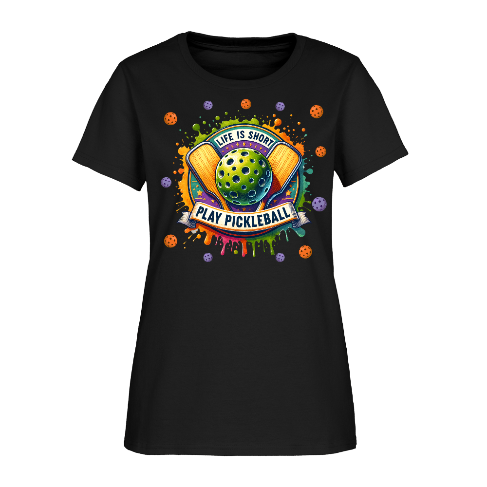 Life Is Short Play Pickleball Women's T-Shirt - black