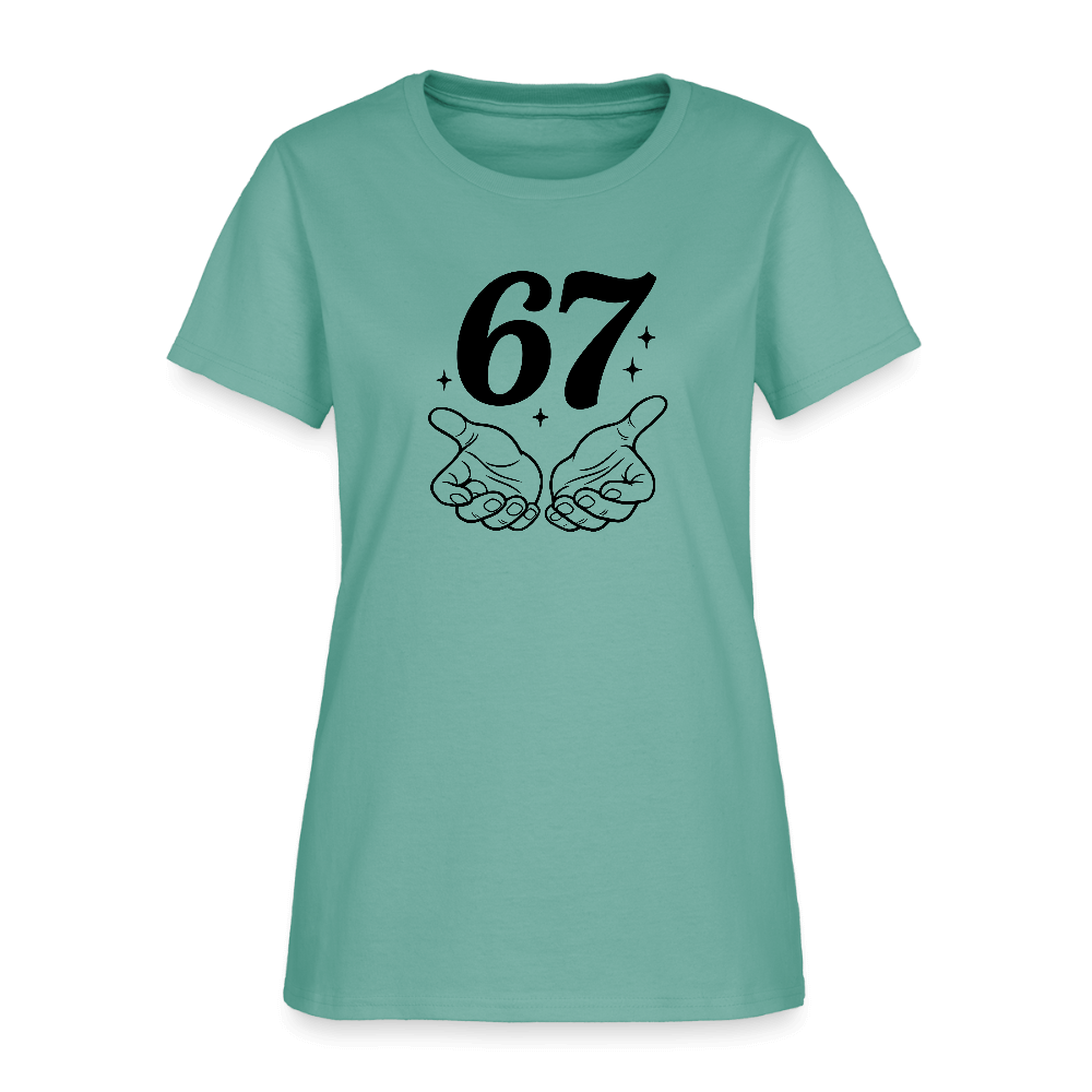 Six Seven 67 Hand Gesture Women's T-Shirt Color: aquatic