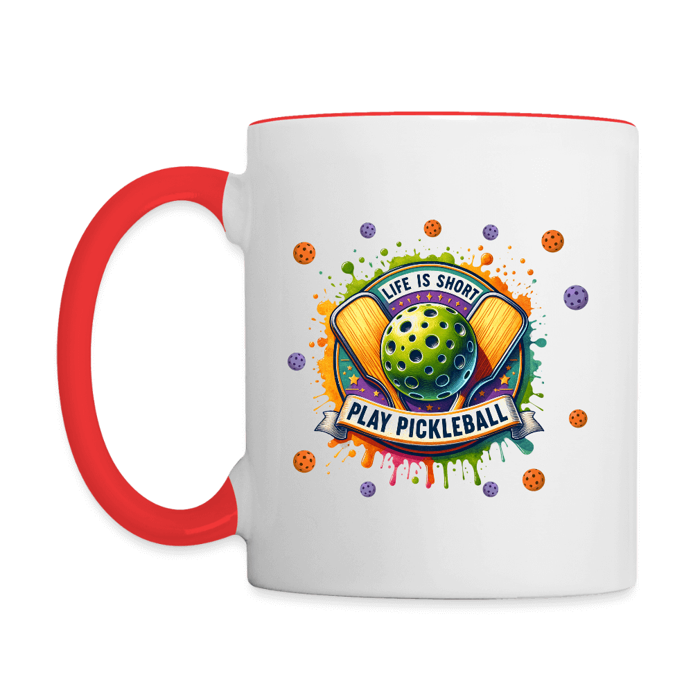 Life Is Short Play Pickleball Coffee Mug Color: white/red