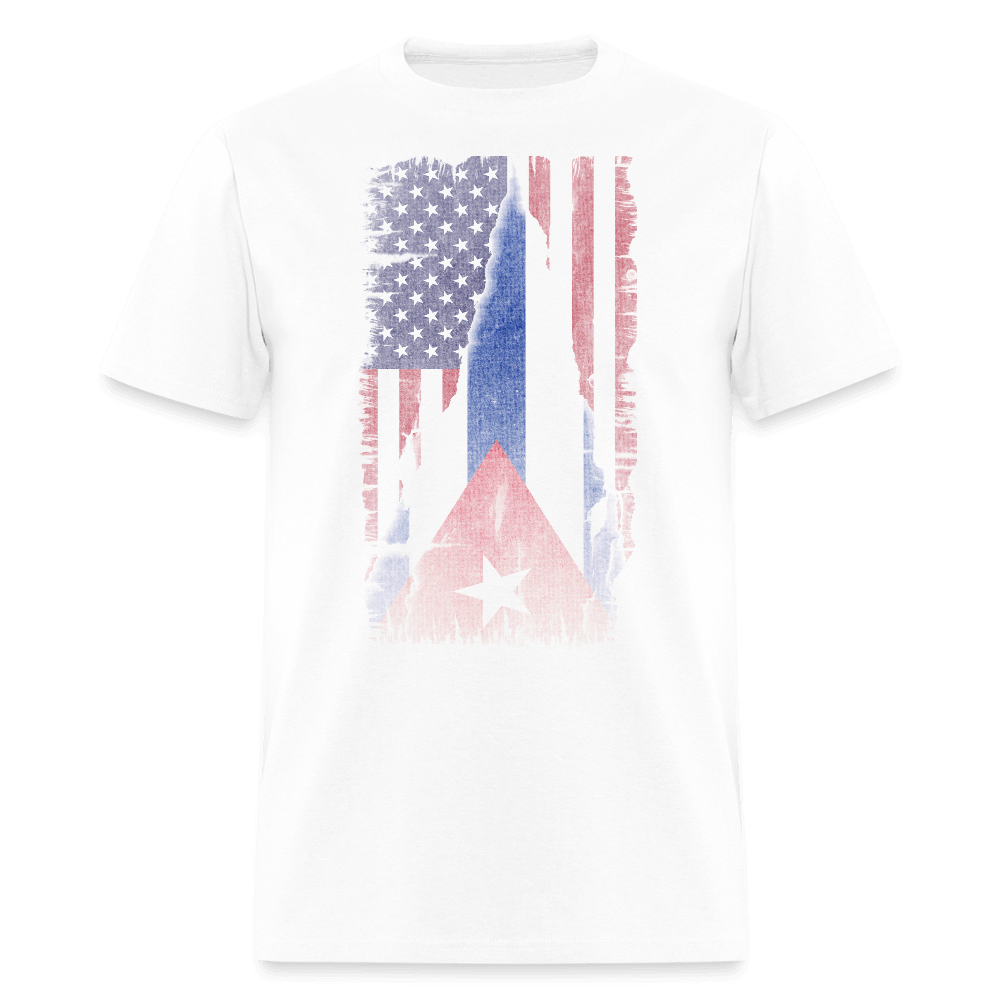 Cuba & USA Flag T-Shirt – Cuban American Pride Tee Color: white