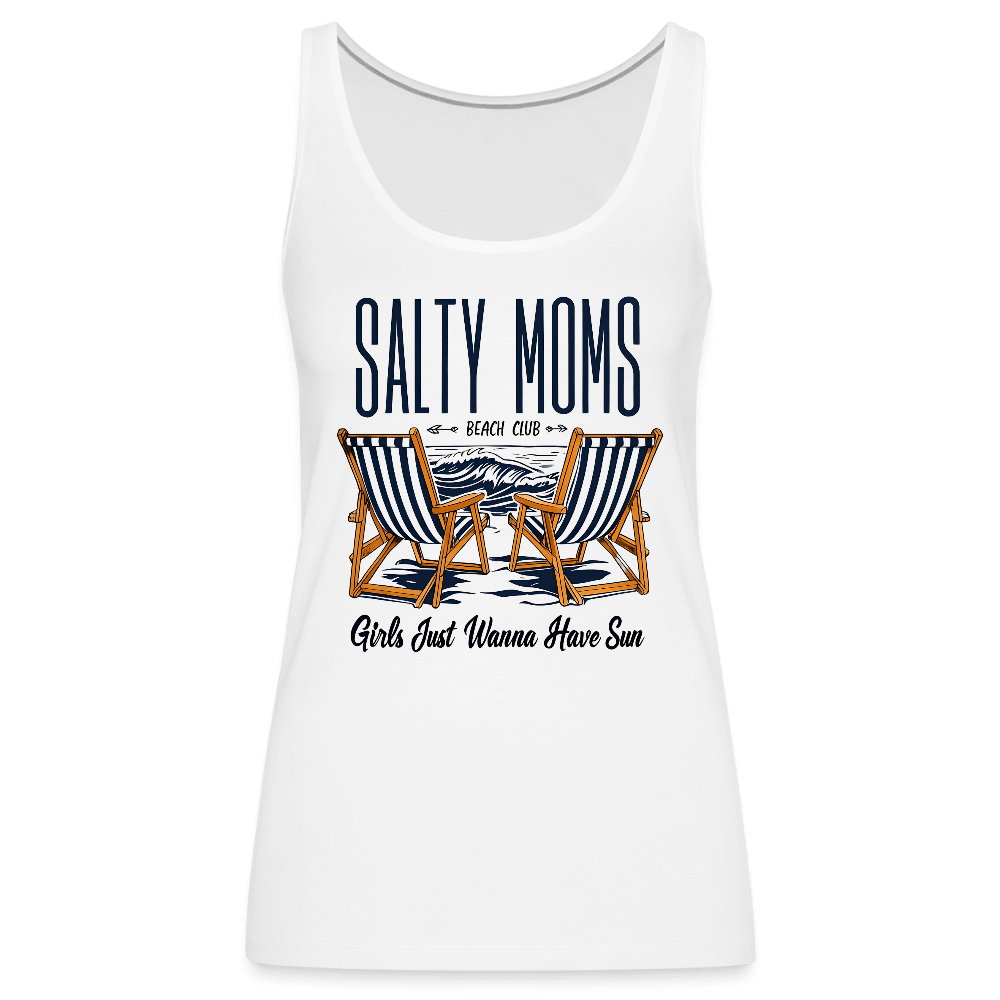 Salty Moms Beach Club Women’s Tank – Fun Beach Vibes - white