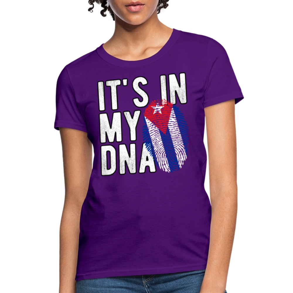 Cuban DNA Women’s T-Shirt – Fingerprint Flag Tee - purple