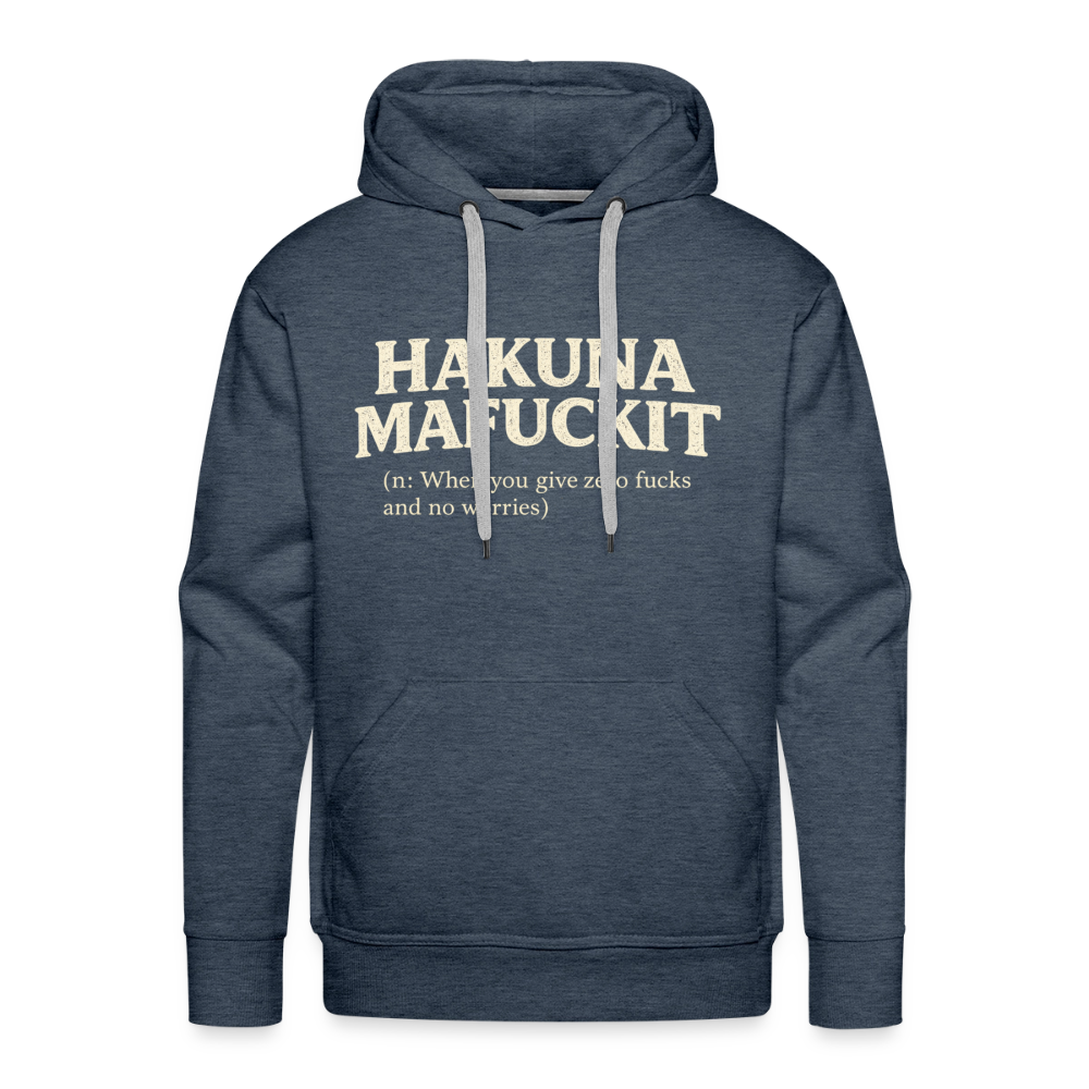 Hakuna Mafuckit Men’s Funny Graphic Hoodie Color: Heather Denim