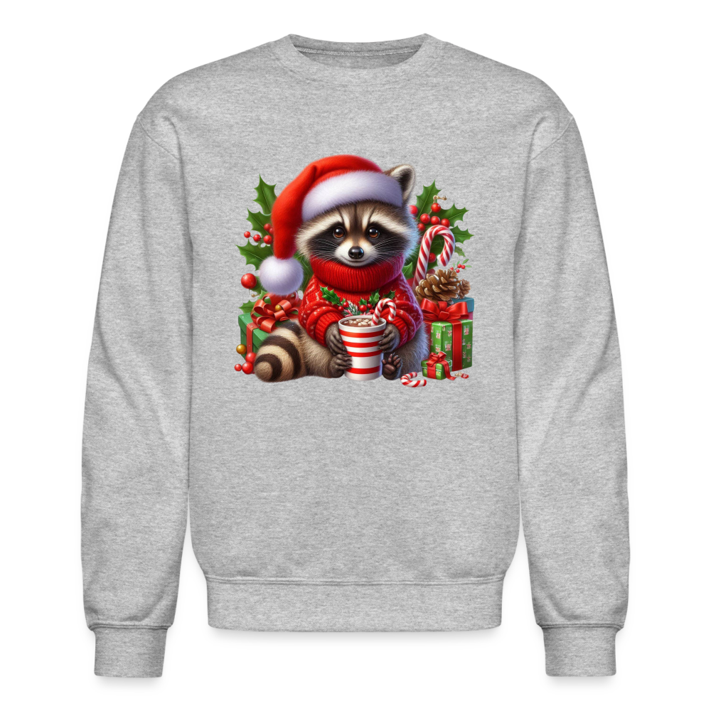 Christmas Cute Feral Raccoon Sweatshirt - heather gray