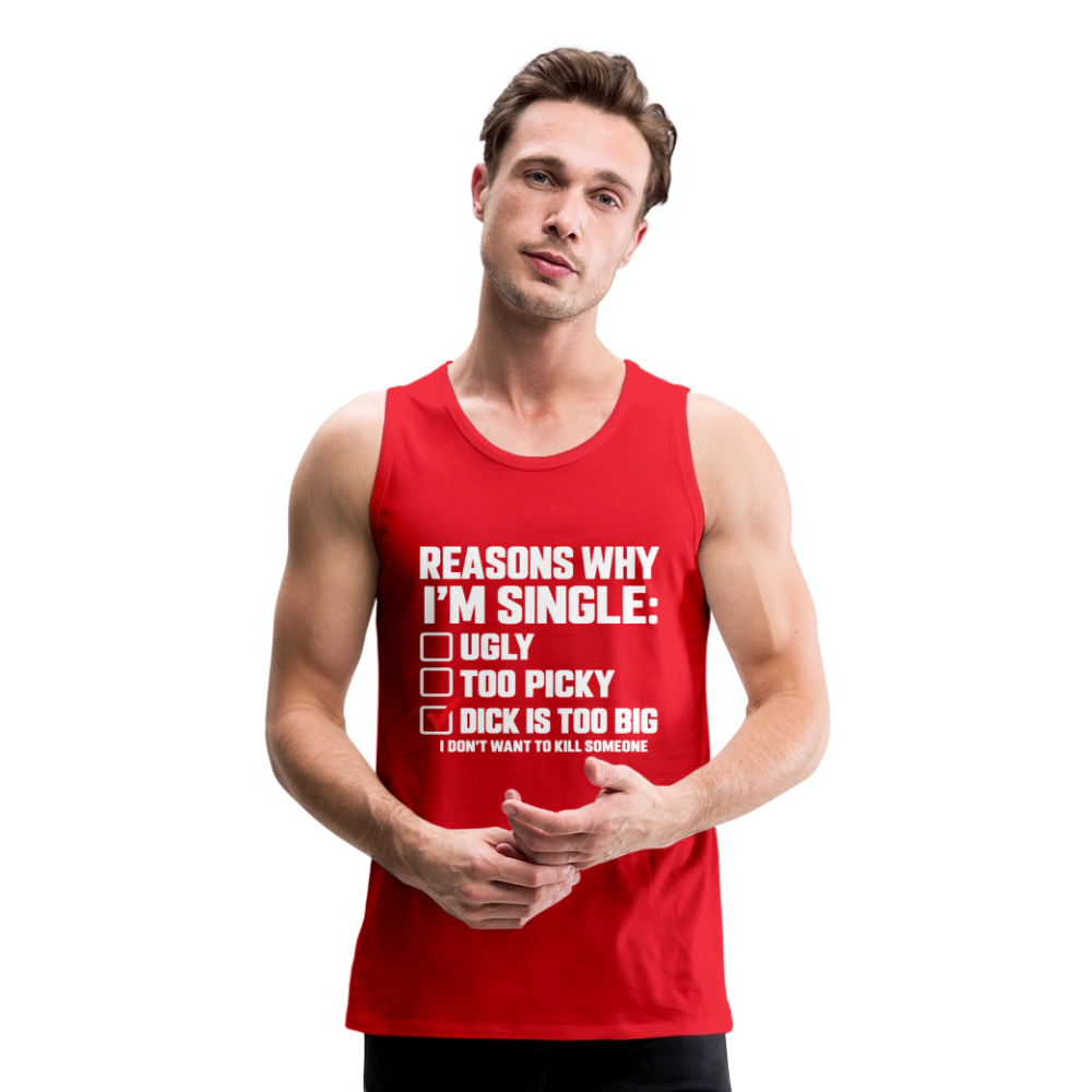 Reasons Why I'm Single Funny Adult Humor Tank Top – Dirty Joke Sleeveless Shirt Color: heather anthracite