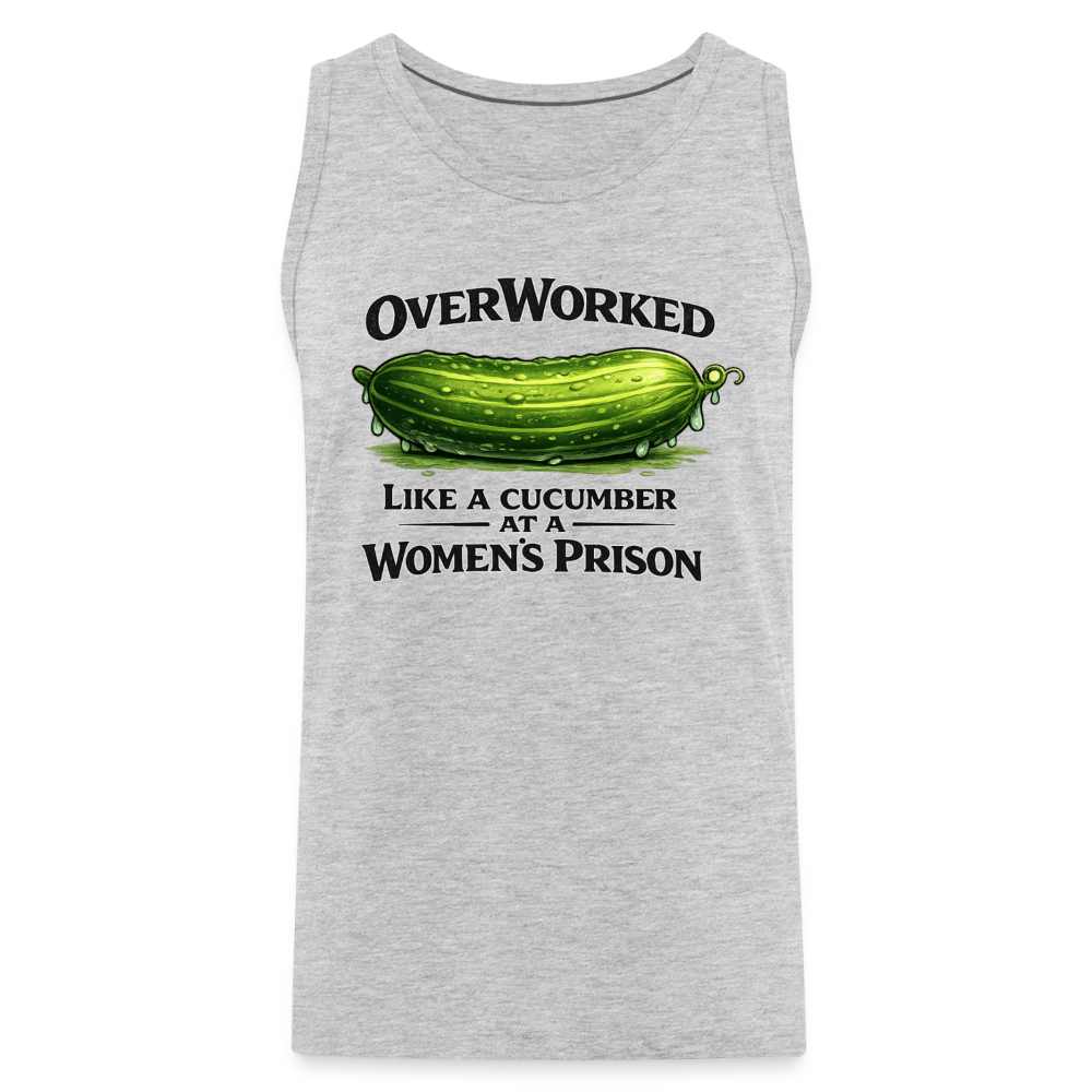 OverWorked Cucumber Funny Adult Humor Tank Top Color: White