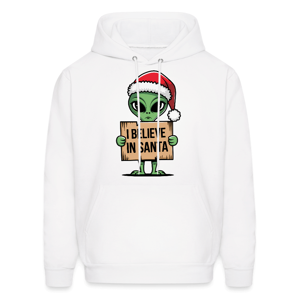 I Believe in Santa Hoodie – Funny Cute Alien Christmas Hoodie Color: white