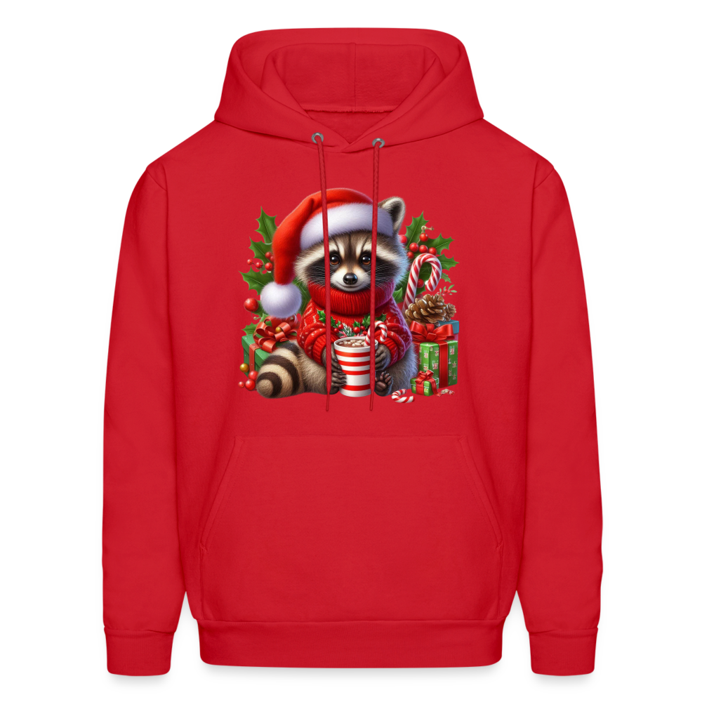 Christmas Cute Feral Raccoon Hoodie - red