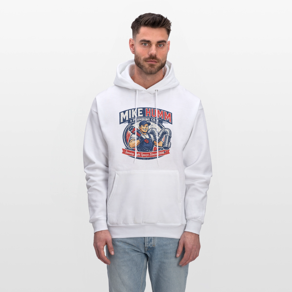 Mike Humm Plumbing Hoodie (Adult Humor) - white