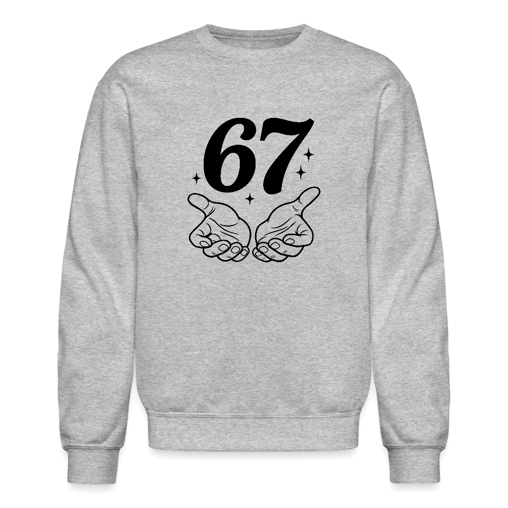 Six Seven 67 Hand Gesture Sweatshirt Color: heather gray