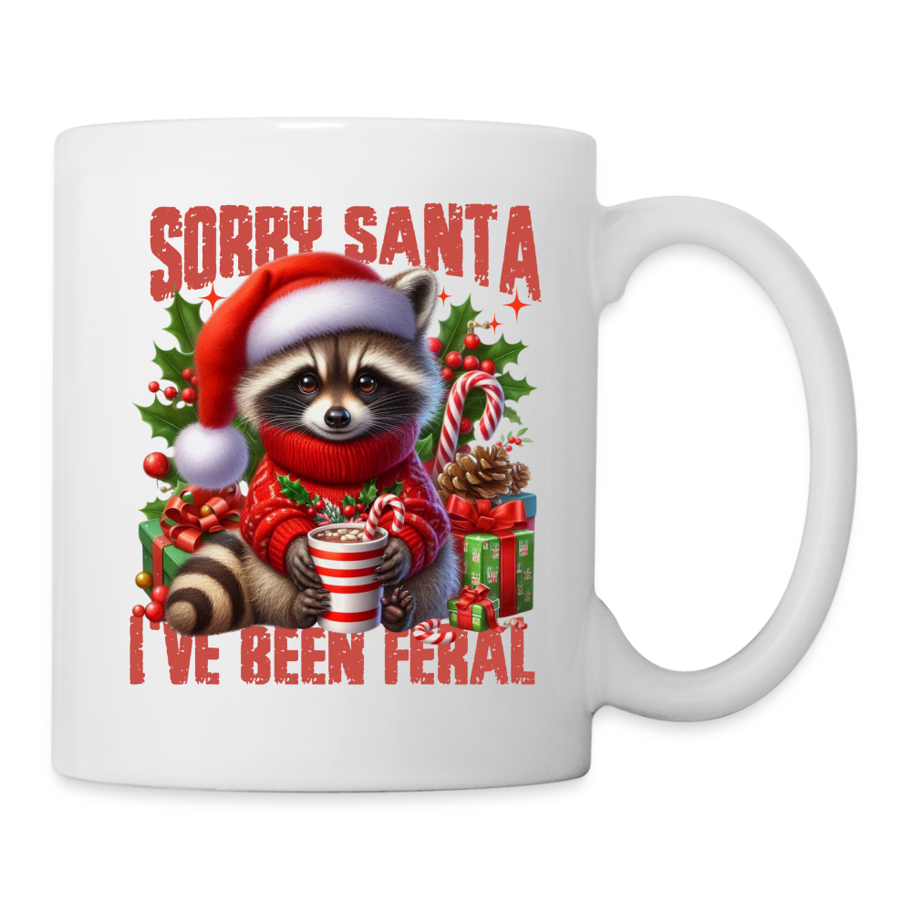 Sorry Santa I've Been Feral Coffee Mug - white
