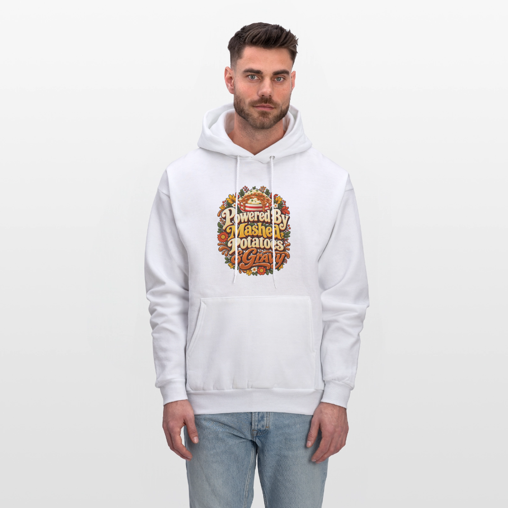 Powered by Mashed Potatoes & Gravy – Fall Floral Hoodie - white