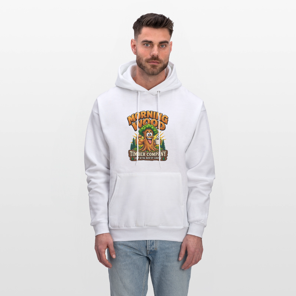 Morning Wood Timber Company Funny Adult Humor Hoodie Color: Heather Gray