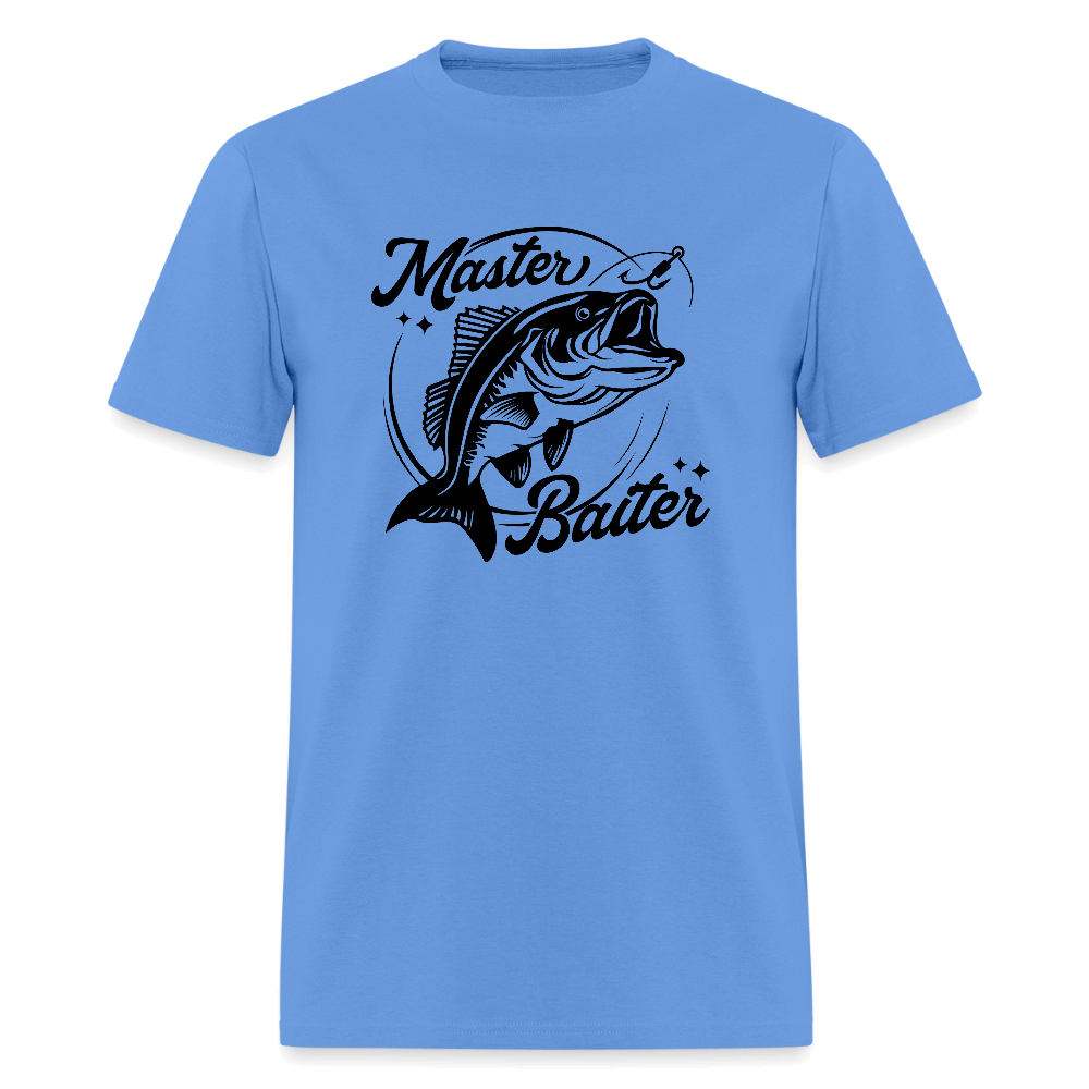 Master Baiter T-Shirt with Fish & Hook Funny Design - carolina blue