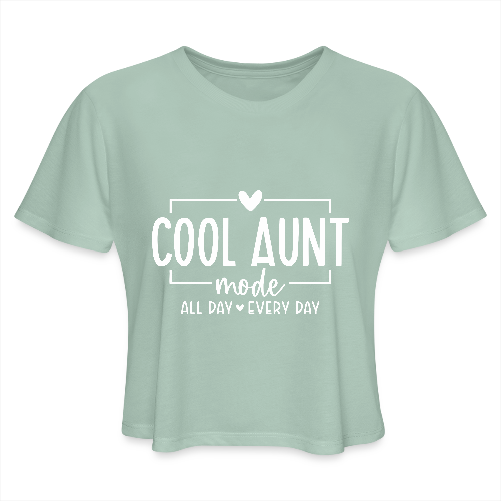 Cool Aunt Mode Women's Cropped T-Shirt - dusty mint blue
