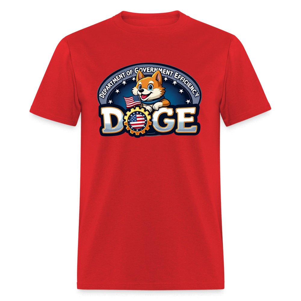 DOGE Logo (Dept of Government Efficiency) T-Shirt Color: red