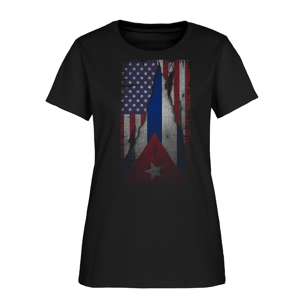 Cuba & USA Flag Women’s T-Shirt – Cuban American Pride Tee Color: white