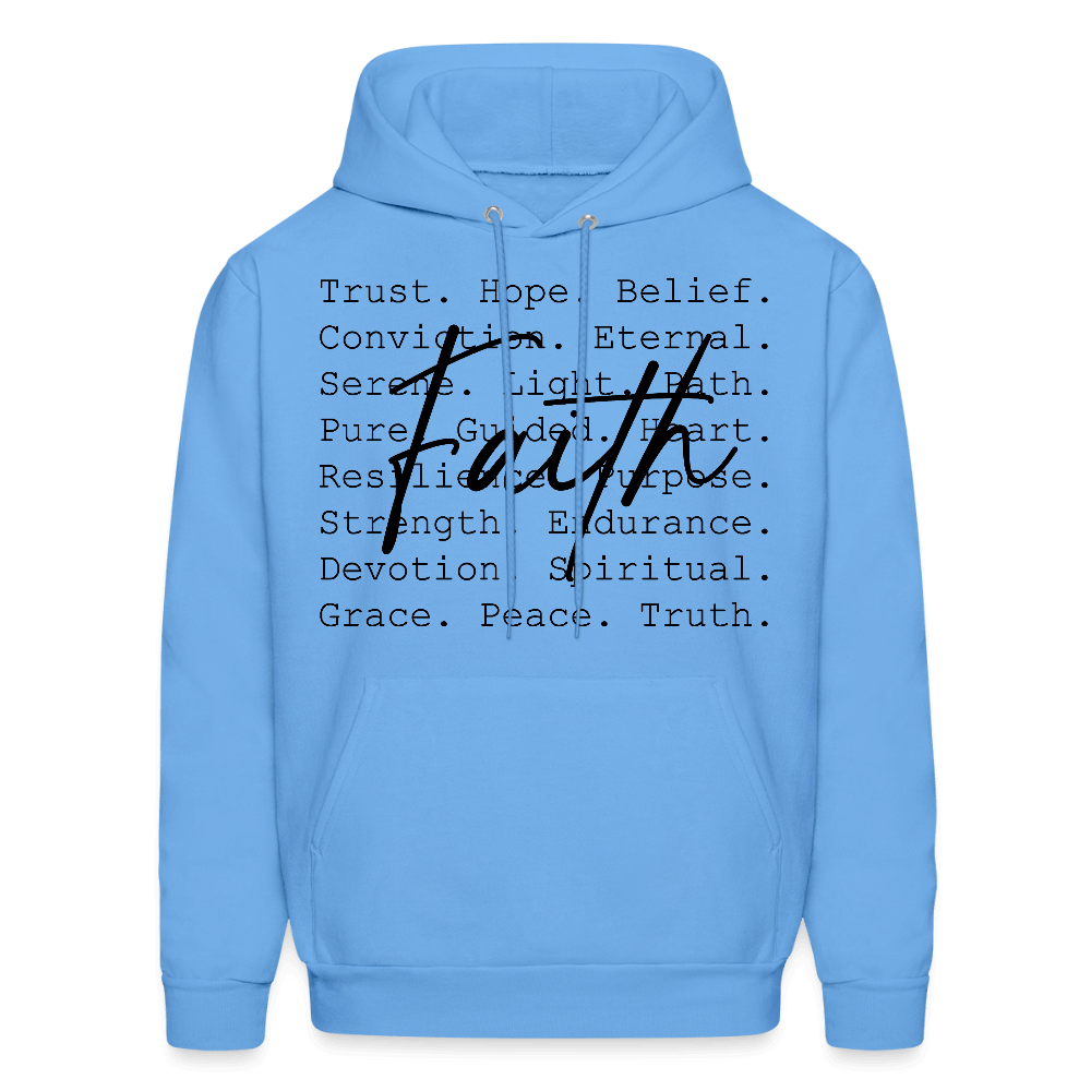 Faith Word Art Inspirational Hoodie - carolina blue