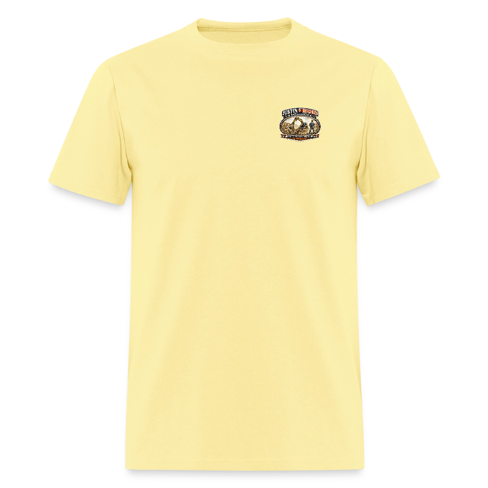 Justin Heranus Drilling Co Double-Sided Funny Humor Tee Color: cornsilk