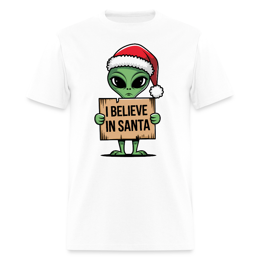 I Believe in Santa T-Shirt – Funny Alien Christmas Tee Color: white