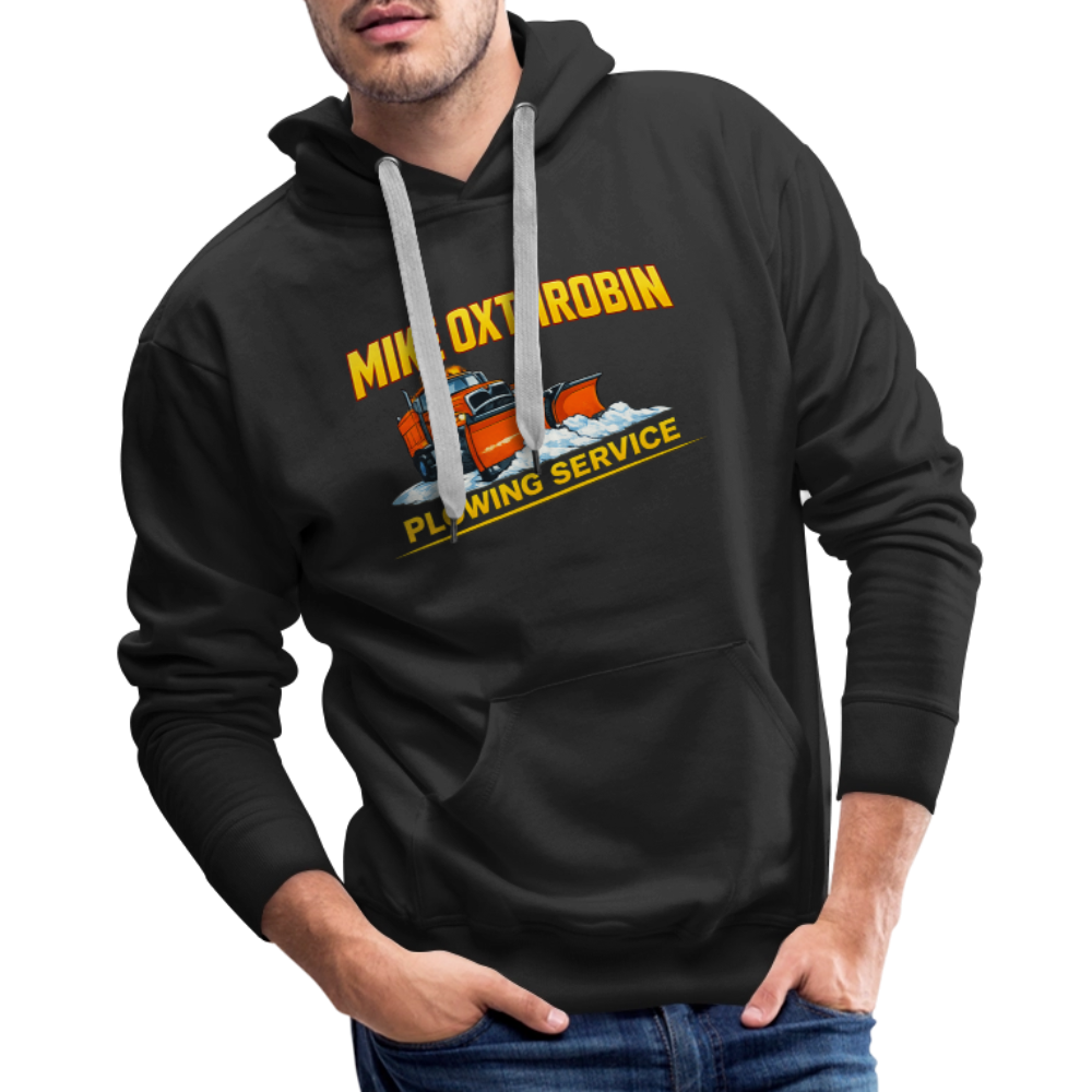 Mike Oxthrobin Plowing Service Hoodie – Funny Snow Plow Adult Humor Color: charcoal grey