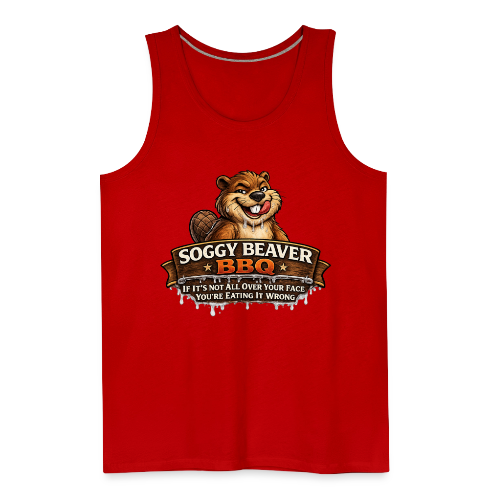 Soggy Beaver BBQ Funny Tank Top Color: Charcoal Grey