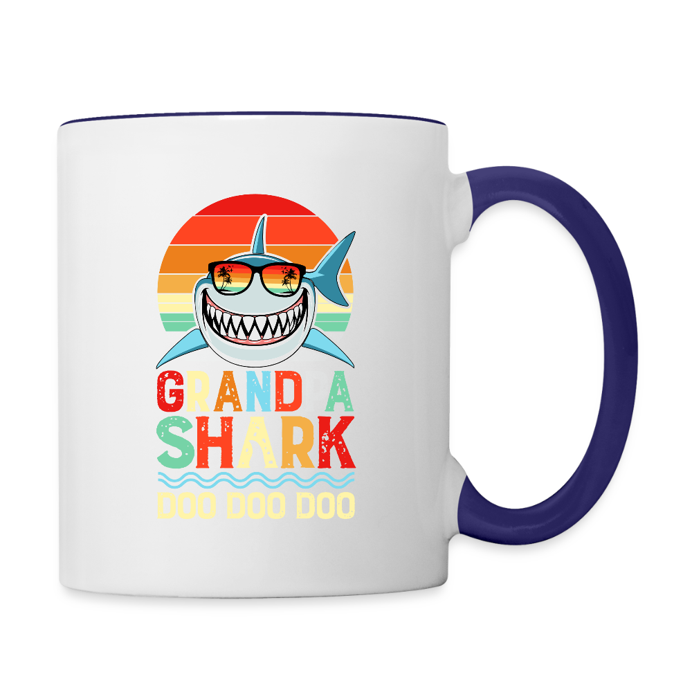 Grandpa Shark Doo Doo Doo Coffee Mug Color: white/cobalt blue