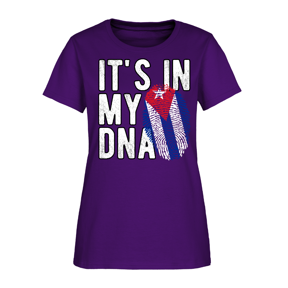 Cuban DNA Women’s T-Shirt – Fingerprint Flag Tee - purple