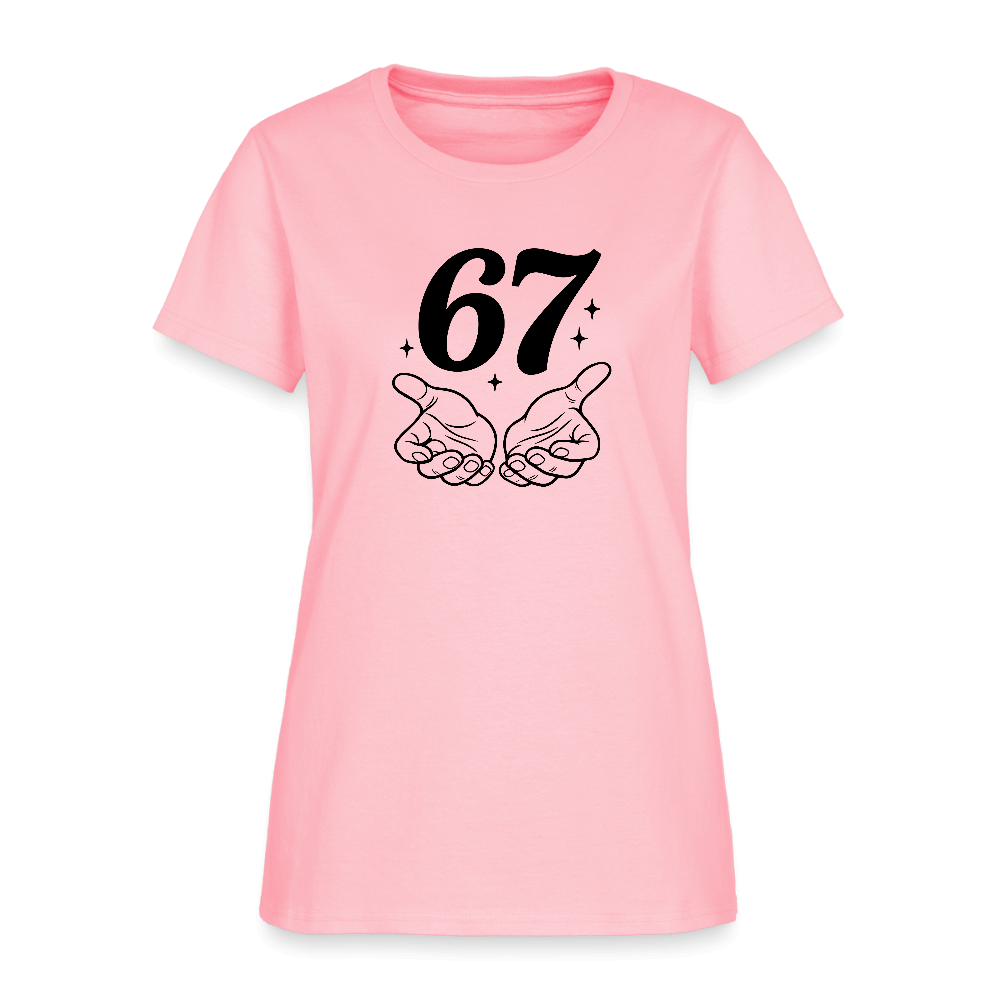 Six Seven 67 Hand Gesture Women's T-Shirt Color: pink