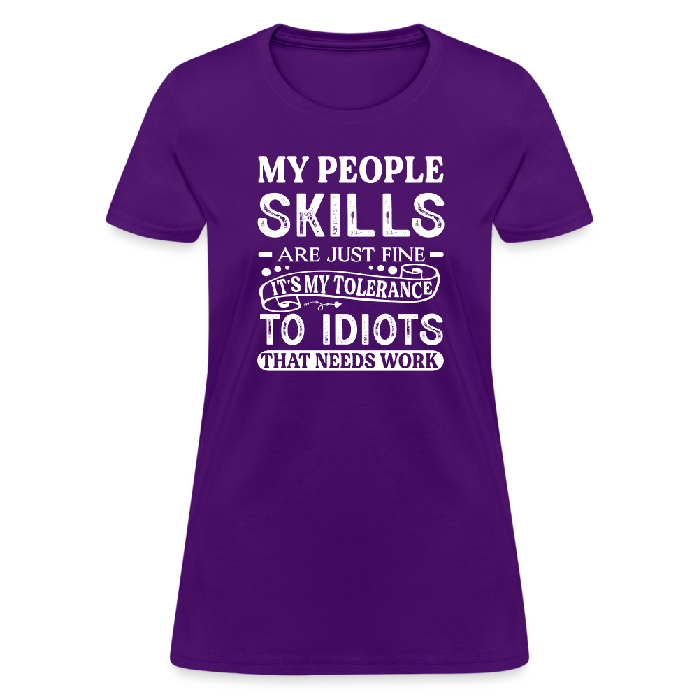 My People Skills Are Just Fine Women's Contoured T-Shirt - purple