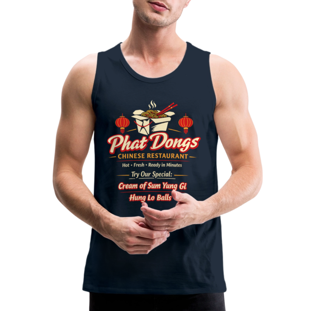 Phat Dongs Funny Chinese Restaurant Tank Top Color: Deep Navy